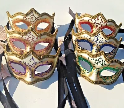 50 Venetian Masquerade Ball Masks Carnival Mardi Gras Halloween Masks Lot Of 50 • $149.95