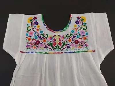 Handmade Puebla Mexican Hippie Peasant Vintage Embroidered Artisan Blouse Top • $28.99