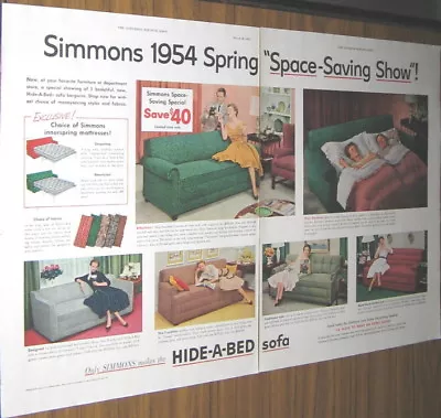 1954 Ad~simmons Hide-a-bed Sofa~space Saving Show • $8.67