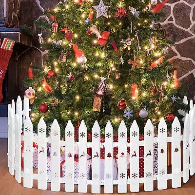 24 Pcs Christmas Tree Fence White Plastic Picket Fence Decorative Border Small G • $31.24