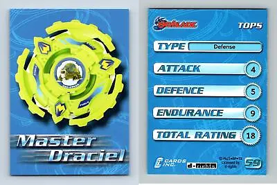 Master Draciel #59 Beyblade 2003 Cards Inc. Trading Card • $2.11