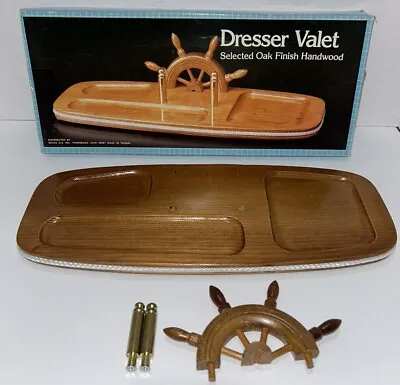 Vtg Revco Gentleman’s Valet Oak Wood Dresser Station Organizer Tray Ship Sailor • $17