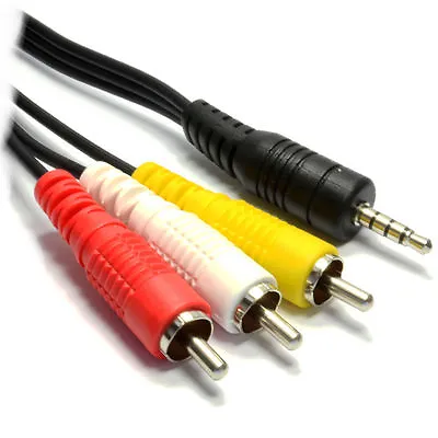 3.5mm 4 Pole Jack Plug To 3 X Phono Phonos AV Out Lead TV Cable 1m SHORT D2303 • £3.39