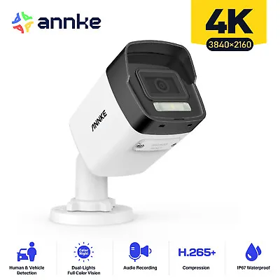 ANNKE 4K CCTV POE IP Camera 8MP Audio In Color Night Vision Human /Car Detection • £50.99