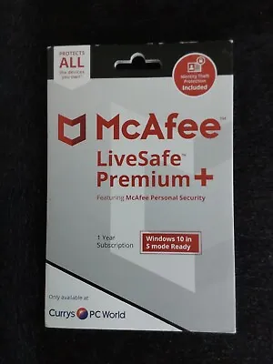 £14.99 • Buy McAfee LiveSafe Premium + AntiVirus 1 Year Subscription 