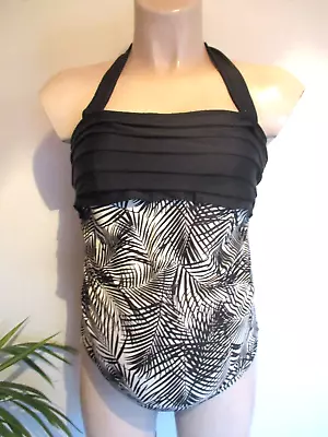 Next Maternity Black & White Print Pleat Swimsuit Swimming Costume Size 12 • £8