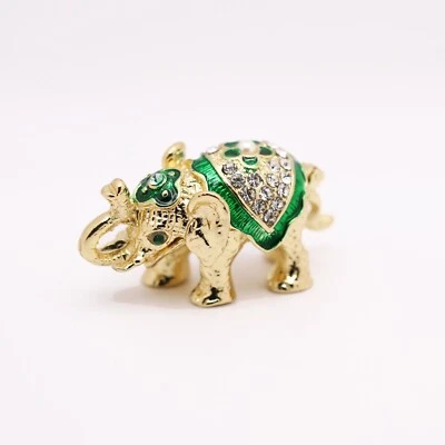 $9.99 • Buy Bejeweled Enameled Animal Trinket Box/Figurine With Rhinestones-Tiny Elephant