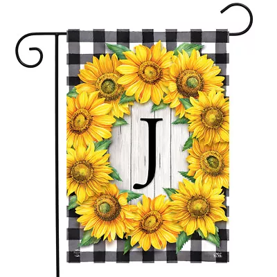 Sunflowers Monogram J Garden Flag • $9.86