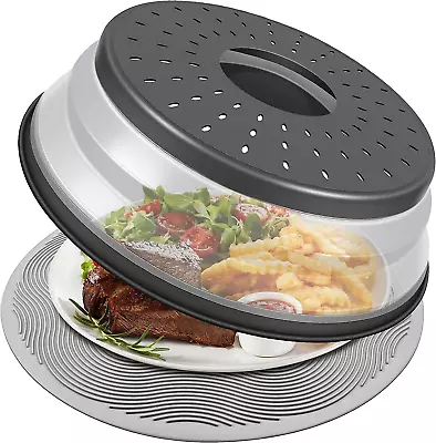 10 Inch Microwave Food Cover & Collapsible Silicone Mat - Splatter Guard Plate  • $11.99