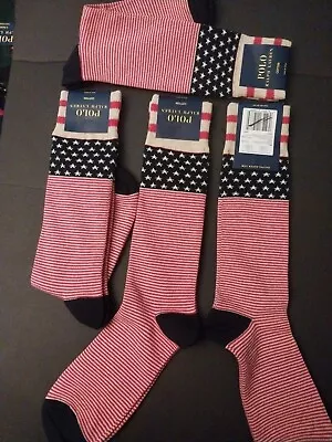 Polo Ralph Lauren Mens USA American Flag Stars Stripes Crew Socks Oatmeal Color • $19.95