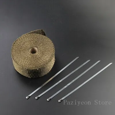 1  16FT Titanium Exhaust Thermal Wrap Manifold Header Isolation Heat Tape Roll • $14.98
