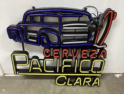 Pacifico Clara Cerveza Beer Woody Wagon LED Sign 19.5” X 21.5” • $199.99