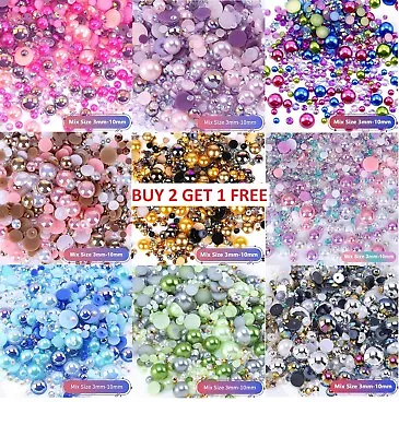 15g Mixed Flat Back Pearls & Rhinestones Embellishments Face Gems Crafts 1464 • £2.59