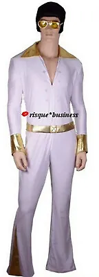 SECOND The King Rock 'n Roll Vegas Fancy Dress Costume White Gold Jumpsuit -L XL • $19.99