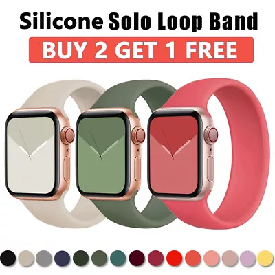 $4.94 • Buy Solo Loop Silicone Strap Band For Apple Watch IWatch Ultra 8 7 6 5 4 SE 38-49mm