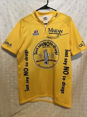Vintage 1990 NY Miami Yellow Cycling Jersey Just Say No To Drugs Made In Italy • $36