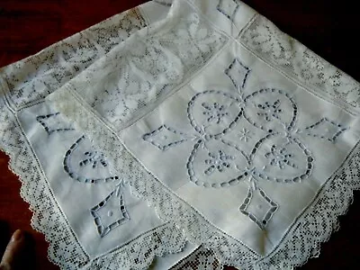  Victorian Tablecloth Combo Hand Needle Lace Cut Work Knotted Darnet Net Lace   • $35.99