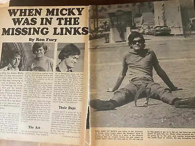 Micky Dolenz The Monkees Two Page Vintage Clipping • $1.99