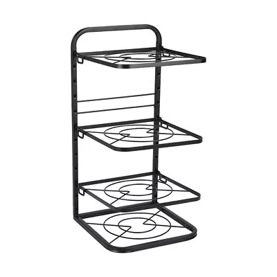 4 Tier Pots & Pan Stand Saucepan Pot Rack Kitchen Storage Organiser Shelf Holder • £10.95