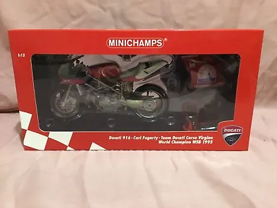 Minichamps 1:12 Carl Fogarty WSB 1995 Corse Virgino Ducati 916 World Champion • £350