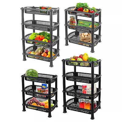 Kitchen 3/4 Tier Food Veg Storage Caddy Rack Organise Fruit Trolley Basket Stand • £11.99