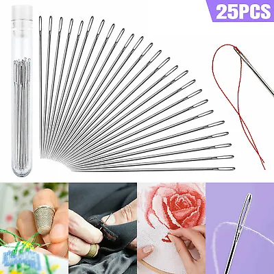 1.8-2.4in Large-Eye Stitching Needles Hand Sewing Leather Craft W/ Storage Tube • $7.48