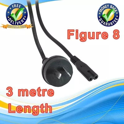 $17.55 • Buy Doss 3m 240vac Mains To Figure 8 Power Cable Lead Iec-c7 Round Fig8 Black 730ac