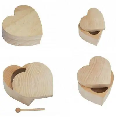 £6.49 • Buy Wooden Jewellery Wedding Ring Box With Lid PAINT YOURSELF Decoupage HEART SHAPE