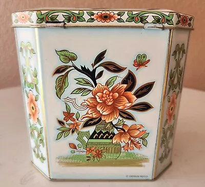 VTG Daher Hexagon Floral Hinged Lid Tin England GORGEOUS! • $14