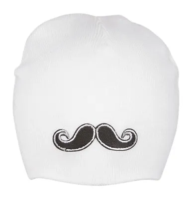 Mustache Winter Beanie - White • $7.45
