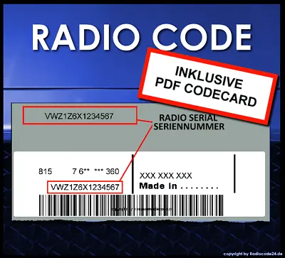 █►Radio Code Unlock Suitable For VW Radios ALL MODELS Incl. Invoice • $7.99