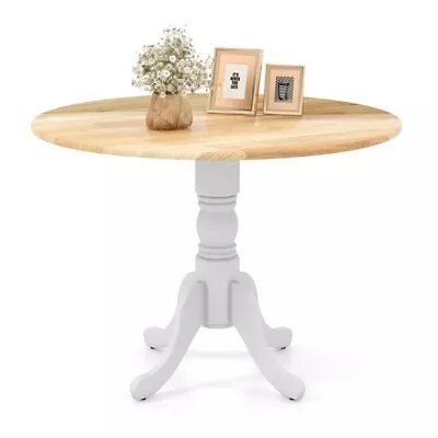 Rubber Wood Elegant Style Kitchen Dining Table Round Tabletop Curved Trestle Leg • $138.96