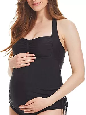 Figleaves Belle Maternity Halterneck Tankini Top 187422 Non Wired Padded - Black • £15.95