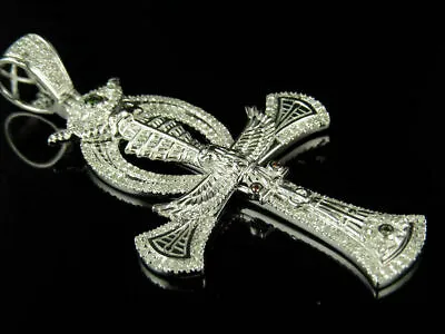 1.26Ct Round Cut VVS1 D Diamond Men Cross Pendant Necklace 14k White Gold Over • $36.71