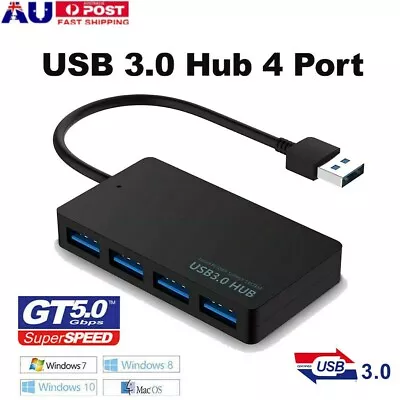 $7.99 • Buy Multi USB 3.0 Hub 4 Port High Speed Slim Compact Expansion Portable Splitter