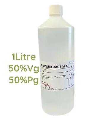  1 X 1 Litre 50% VG 50% Pg Vegetable Glycerine Propylene Glycol Mix EP/USP Grade • £12.99