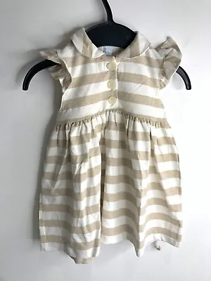 BNWT Marie Chantal Metallic A Line Dress 9 Months NEW Cream Gold Striped Jersey • $8.70