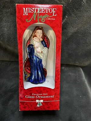 European Style Glass Christmas Ornament Mary Baby Jesus 7” Mistletoe Magic • $9.99
