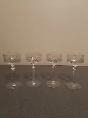 Set Of 4 Vintage Rock Sharpe Etched Crystal Tall Sherbert/Champagne Glasses • $25