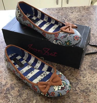 £9 • Buy Iron Fist Filthy Landlubber Ballerina Style Flat Shoes Sailor Skull Design