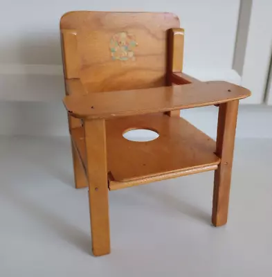 Vintage 1950s MCM Doll Furniture Wooden Potty Seat High Chair Hand Made 7x6x5 • $27.95