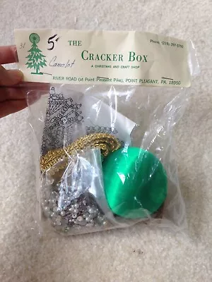 Vintage The Cracker Box Christmas Ornament Kit Green ‘Camelot’ Satin Ball Craft • $59.99