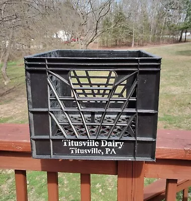 Vtg. Milk Crate Titusville Dairy Pa Quality Heavy Duty Crate 13  X 13  X11  Grey • $26.95