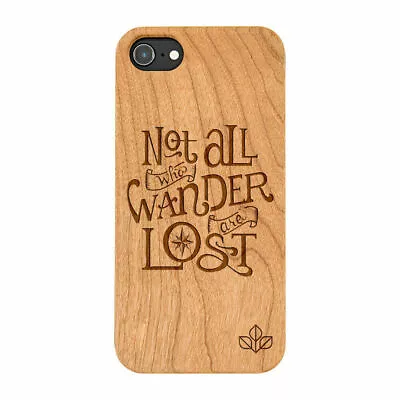 £21.99 • Buy Not All Who Wander Natural Carved Wooden Case For IPHONE SAMSUNG HUAWEI PIXEL