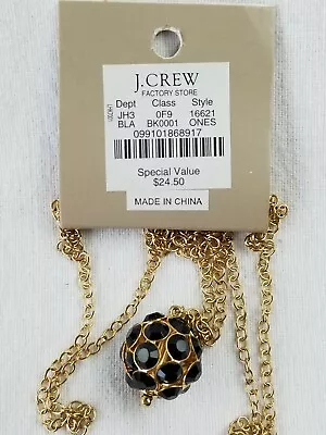 J.Crew Gold-Tone Enamel Rhinestone Hollow Ball Pendant Chain Necklace #16621 • $9.95