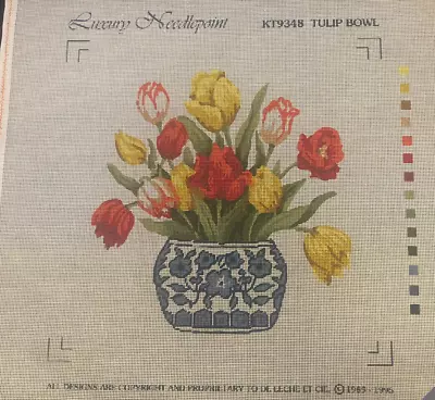 Luxury Needlepoint Tapestry Canvas - Tulip Bowl (50cm X 54cm) • £8