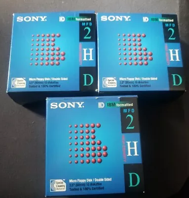 Sony 2HD Floppy Diskettes IBM Formatted 1.44 MB 3.5 Inch 10 Pack NEW Lot Of 2+8 • $31