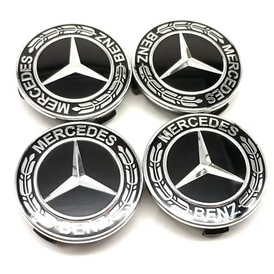 4PCS Wheel Center Caps Emblem Black 75mm Rim Hub Cover Logo Fit For MercedesBenz • $14.99