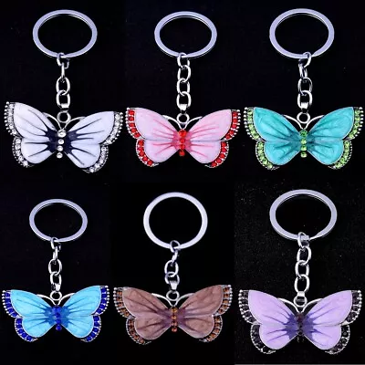 Style Colour Butterfly Keyring Keyfob Key Chain Fashion Gift • £3.49