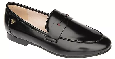 Venettini Girl's 55-Legend Moccasins Black Oil Leather Shoes • $69.99